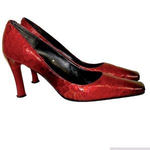 Paul Melian Suzane Heel Alligator  Patent Leather Ombre Red black size 9